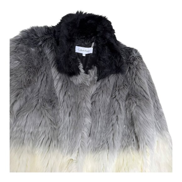 CALVIN KLEIN Faux Fur Designer Winter Parka Coat Jacket Womens XS - Picture 3 of 6